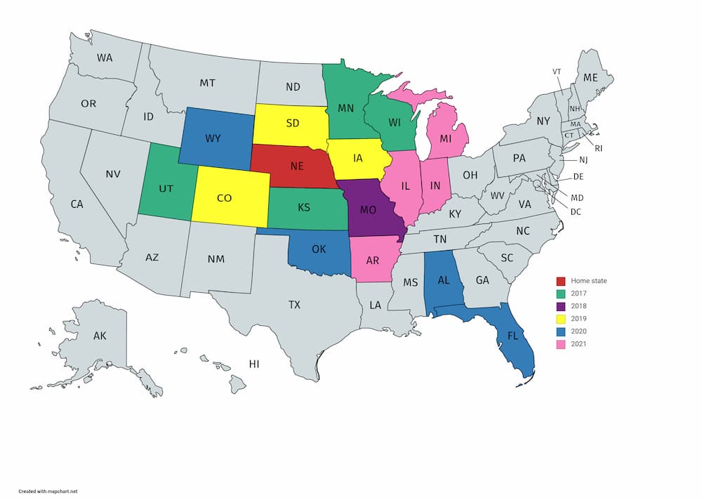 50 States Travel Journal Map 2021