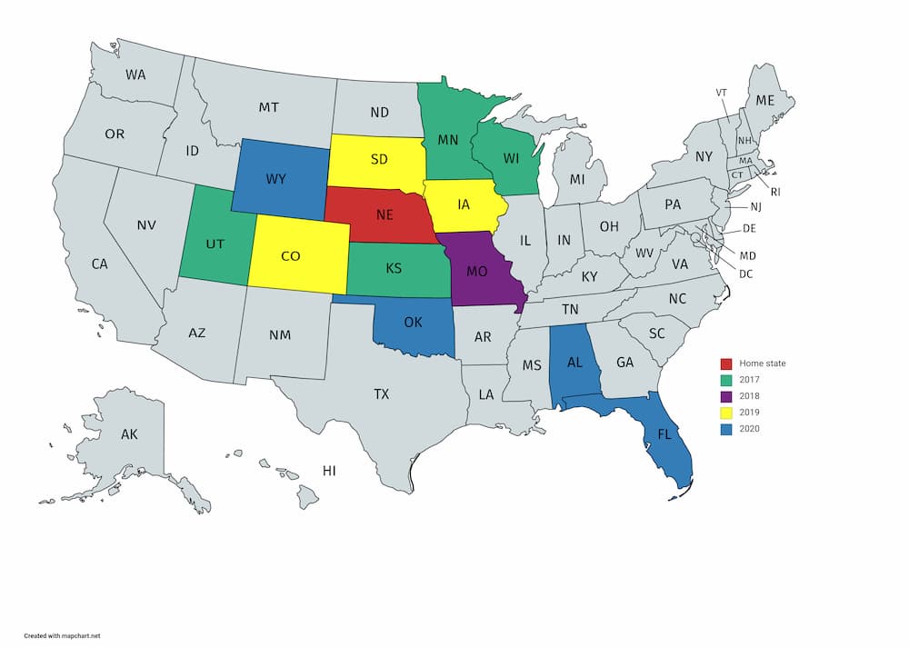 50 States Travel Journal Map 2020